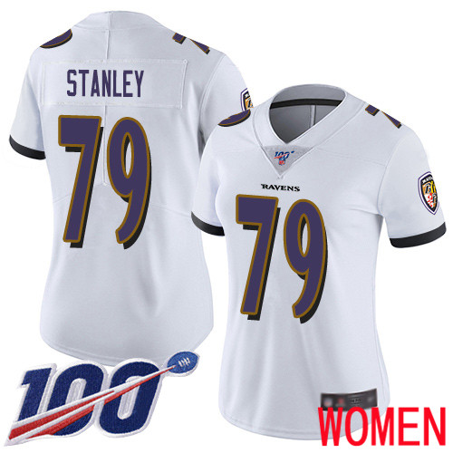 Baltimore Ravens Limited White Women Ronnie Stanley Road Jersey NFL Football 79 100th Season Vapor Untouchable